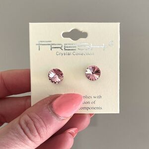 Blush Pink Crystal Earring Jewelry Post Stud Cocktail Bollywood Silver Minimal